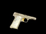 MINT CONDITION BELGIAN BROWNING MODEL 1910 RENAISSANCE .380 ACP FACTORY MASTER ENGRAVED, GOLD TRIGGER & PEARL GRIPS - 8 of 8