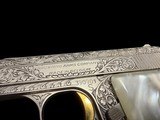 MINT CONDITION BELGIAN BROWNING RENAISSANCE BABY BROWNING .25 ACP FACTORY MASTER ENGRAVED, PEARL GRIPS & GOLD TRIGGER - 2 of 7