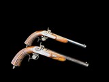 1859-1864 GERMAN SCHILLING SUHL MATCHED PAIR OF DUELING PISTOLS COLLECTOR CONDITION ORIGINAL CASE - 3 of 20