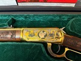 #8 OF 10 WINCHESTER 94AE SRC .45 COLT LINCOLN COUNTY WEST VIRGINIA, GOLD PLATED, ENGRAVED, CARVED, NOS/UNFIRED - 7 of 18