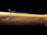 #8 OF 10 WINCHESTER 94AE SRC .45 COLT LINCOLN COUNTY WEST VIRGINIA, GOLD PLATED, ENGRAVED, CARVED, NOS/UNFIRED - 14 of 18