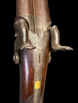 VERY FINE, ANTIQUE, W. MILLS IMPROVED MAKER LONDON DOUBLE BARREL BLACK POWDER SHOTGUN - Image 21 of 24