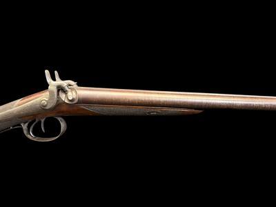 VERY FINE, ANTIQUE, W. MILLS IMPROVED MAKER LONDON DOUBLE BARREL BLACK POWDER SHOTGUN - Image 5 of 24
