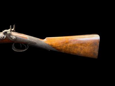 VERY FINE, ANTIQUE, W. MILLS IMPROVED MAKER LONDON DOUBLE BARREL BLACK POWDER SHOTGUN - Image 15 of 24