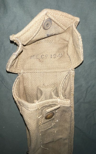 British Pattern '37 - Royal Naval Shore Party Lanchester SMG Pouch Pair - MECo '41 & 