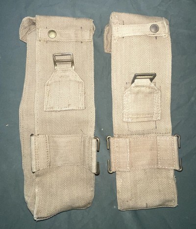 British Pattern '37 - Royal Naval Shore Party Lanchester SMG Pouch Pair - MECo '41 & 