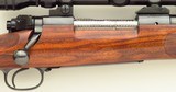 Al Biesen Winchester pre-64 Model 70 .338 Winchester Magnum, integral brake, outstanding walnut, trapdoor, 99 percent - 5 of 12