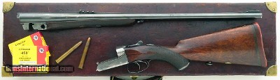 Rigby .450 NE, 1906, Class C, 28-inch, long forend, engraved, 14.7 LOP, proven accuracy, strong condition, cased, strong bores, layaway