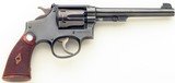 Smith & Wesson Outdoorsman 22 LR, 1931, early serial, long action hammer, five screw, great bore, 80%, layaway - 1 of 13