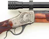 Custom Winchester 1885 .222 Remington, Al Biesen stock, Jaeger full coverage engraving, over 95 percent, layaway - 5 of 15