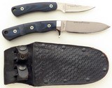 McMillan Firearms Diamond Blade Friction Forged Technology limited edition knife set serial 0165, leather logo sheath