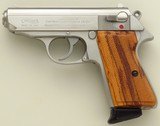 Walther PPK/S .380 ACP, Interarms, stainless steel, both wood and plastic grip sets, likely unfired, 99 percent - 2 of 7