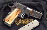 Republic Forge General .45 ACP, early Perryton example, owner's pistol, gunwriter provenance, color case, Jarvis, Trijicon, ivory, layaway - 1 of 9