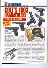 Novak custom Colt 1903 .32 ACP, made for a gunwriter and featured in American Handgunner, push-button mag. release, Spegel grips, provenance, layaway - 9 of 10