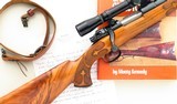 Jerry Fisher Mauser 98 .358 Winchester, shortened action (to Kurz), featured in Kennedy checkering book, 1959, Fullington, Farman, Heilman, layaway