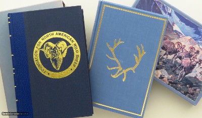 Sheep hunting books by John Batten, O'Connor, Roosevelt, Sheldon, Stone, fine condition with slips