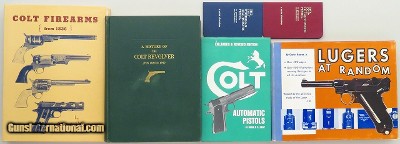 Colt and Luger books, lot of six titles, James, Belden, Bady, Hacker, Kenyon