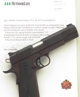 Jim Carmichel's Kimber 1911 .45 ACP serial 13 from first production run in 1996, unfired, provenance, layaway