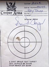 Special order set of four Cooper rifles with serial 99, .17 CCM, .17 Mach IV, .22 LR, .223 Rem., 24-inch stainless, boxes, targets, unfired, layaway - 11 of 14