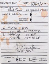 Left hand Winchester 70 .35 Whelen, senior employee build, 2004, CRF, select walnut, unfired, layaway - 14 of 14