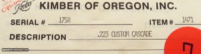 Kimber of Oregon Model 84 Custom Cascade .223 Remington, Monte Carlo, skeleton, box, 90 percent, layaway - Image 14 of 14