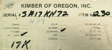 Kimber of Oregon Model 82 SuperAmerica .17 K Hornet, quarter rib, superb wood figure, great bore, target, box, over 95%, layaway - 14 of 14