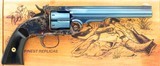 Ubertil Schofield Hardin 1875 .45 Colt, bright blue, color case, unfired since proof, box, 98%, layaway