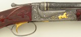 Winchester 21 / CSMC .416 Remington Magnum, express, ejectors, superb walnut, Lantuch gold relief engraving, test target, cased, 97 percent, layaway - 5 of 15