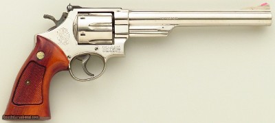 Smith & Wesson 29-2 .44 Magnum, 1973, 8.375, nickel, great bore, outstanding action, collection of gunwriter Dick Metcalf, layaway