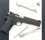 Advance release Springfield Armory Omega 10mm, matte, 1987, 6-inch ported, extra barrels, letter, collection of gunwriter Dick Metcalf, layaway - 1 of 9