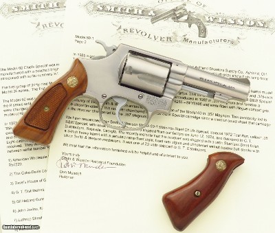Important Smith & Wesson 60-1 .38 Special, 1 of 171 made, 3-inch, square butt, letter, box, 95 percent, collection of Gunwriter Dick Metcalf, layaway