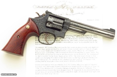 Smith & Wesson Model 19-3 .357 Mag., Class A engraving, letter, 1976, 6-inch, outstanding, unfired, layaway