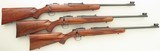 Kimber of Oregon Model 82 SuperAmerica same-serialed trio in .22 LR, .22 Magnum & .22 Hornet, quarter rib, AAA-claro, unfired, layaway