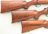 Kimber of Oregon Model 82 SuperAmerica same-serialed trio in .22 LR, .22 Magnum & .22 Hornet, quarter rib, AAA-claro, unfired, layaway - 9 of 11