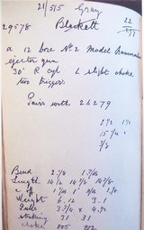 Holland & Holland No. 2 Model Hammerless Ejector 12, 1923, 30-inch C/IC, 2.5-inch, 15.2-inch LOP, ledger sheets, layaway - 15 of 15