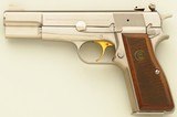 Belgian Browning Hi-Power 9mm, 1980, nickel, adjustable, two magazines, appears unfired, layaway - 2 of 8