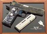 Custom Wilson Combat CQB Elite .45 ACP, 2018, Jere Davidson engraving, crosscut mammoth, presentation box, unfired, layaway