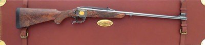 Luxus Arms Presentation Grade serial number 1 .375 H&H Magnum show rifle, cased, exhibition Turkish, gold relief busts, unfired, layaway