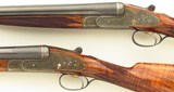 R.G. Owen 12 gauge SLE pair, 1929, outstanding engraving, 30-inch, 2.75, 14.6 LOP, 7.2 pounds, IC/M & M/F, cased, layaway - 7 of 15