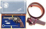 Smith & Wesson Model 57 (no dash) .41 Magnum, 1979, 6-inch pinned, custom belt rig, boxes, over 95%, layaway