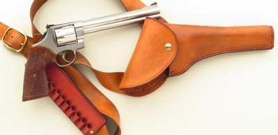 Smith & Wesson 629-6 .44 Magnum, 8.375-inch, Herrett, leather shoulder rig, over 98 percent