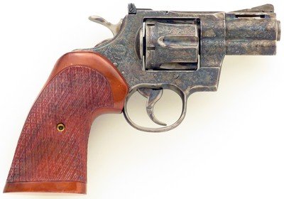 Custom Colt Python .357 Magnum, 1968, 2.5-inch, engraved, color case, outstanding condition, layaway