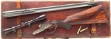 Rigby .22 Savage sidelock double rifle, London, quick release, engraved, case, ammunition, layaway