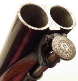 Wilkinson (London) .70 caliber percussion howdah, 8.5-inch Damascus barrels, safeties, layaway - 5 of 9