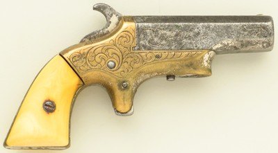 Merrimack Arms Southerner .41 Rimfire Derringer, 2219, 2.5-inch octagon, ivory, engraved