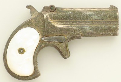 Remington .41 Rimfire Derringer, engraving, mother-of-pearl, plating, layaway