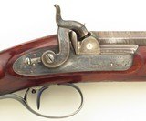 Lang percussion rifle, serial 189, game scene engraving, cased, Damascus, .524-inch land diameter, folding leafs, circa 1845, great bore, layaway - 6 of 15