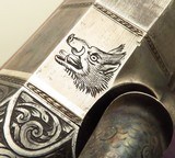 Lang percussion rifle, serial 189, game scene engraving, cased, Damascus, .524-inch land diameter, folding leafs, circa 1845, great bore, layaway - 10 of 15