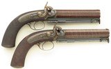 Deane (London) pair .70 caliber percussion belt pistols, Damascus, safeties, layaway