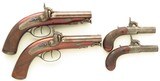 Double set of Lang (London) percussion pistols, two .540 carriage and two .455 turn-barrels, cased with accessories, layaway - 3 of 15